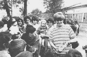 Baroness Caroline Cox with Karabakhi children
